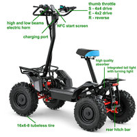 Nouvelle trottinette électrique intelligente à quatre roues motrices, pliable, direction assistée, quad électrique 4x4 avec capacité de remorquage, batterie amovible et siège