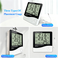 Termómetro Higrómetro Digital HTC-2 con Pantalla LCD Grande, Funciona con Batería, Medición de Temperatura Dual para Interiores y Exteriores