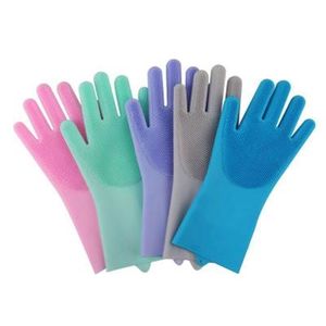Gants de lavage de vaisselle en silicone, épais, imperméables, pour le nettoyage de la cuisine, avec éponge, faciles à nettoyer, ajustement confortable - Product Image 5