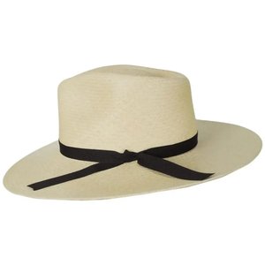 Panama Straw Fedora <b>Hat</b> Wide Brim Unisex Beach Sun <b>Hat</b> with Black Ribbon <b>Band</b> Adult Size - Product Image 1