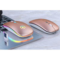 Seenda — Mini souris sans fil Ultra-fine A2, silencieuse, Rechargeable, lumières LED colorées, pour ordinateur, nouveauté