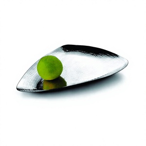 Restaurant and Home Decorative <b>Tray</b> Triangular Shape Serving <b>Tray</b> with Hammering Best Quality Metal Serving <b>Tray</b> <b>Stainless</b> <b>Steel</b> - Product Image 1