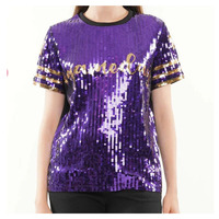 T-shirt à paillettes scintillantes graphiques pour femmes Vibes T-shirt à paillettes personnalisé pour le jour du match