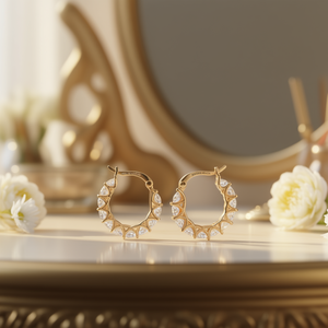 Orecchini a Cerchio Elena Alada in Oro 18K con Cristalli e Strass, Montatura a Griffe, Design Geometrico di Lusso per Uso Quotidiano Femminile - Product Image 2