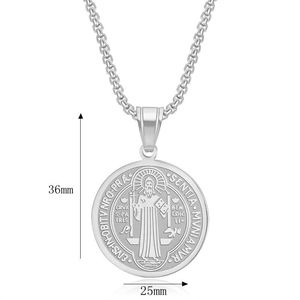 Pendentif Tendance Médaille Saint-Benoît Déesse 2024 en Acier Inoxydable Bijoux Fantaisie Collier Plaqué Or PVD 18K 316 pour <span class=keywords><strong>Femme</strong></span> - Product Image 2