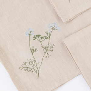 Vente en gros de serviettes en tissu brodé en lin blanc serviette de table en tissu pour dîner restaurant mouchoir à ourlet monogramme d'Inde - Product Image 2