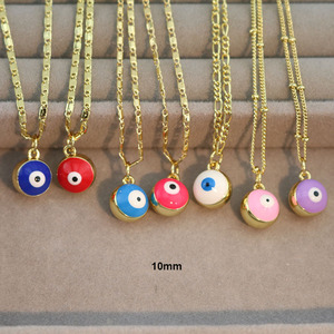 NM1358 Chic Mesdames 18k brillant plaqué or 3D multicolore émail mauvais yeux Jingle <span class=keywords><strong>Bell</strong></span> sonnerie boule pendentif chaîne collier - Product Image 4