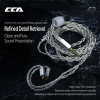 CCA C2 Kabel Audio Earphone In-Ear Berlapis Perak Monitor Resolusi Tinggi 2 PIN Ponsel Android 3.5Mm 0.75/0.78Mm 1.2M