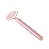 Électrique Vibrant Rouleau de Jade Masseur Facial De Quartz Rose Naturel De Levage De Visage Massage Rouleau de Jade