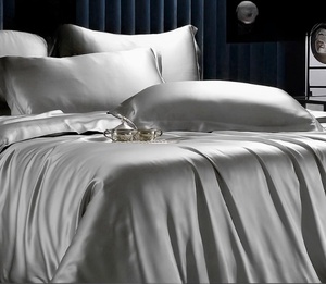 Juego de ropa de cama de seda Sábanas planas Funda y funda de almohada de edredón - Product Image 5