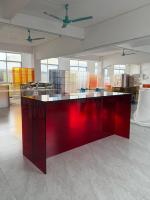 Comptoir de bar en acrylique rouge brillant, éclairé par LED, réception personnalisée pour hôtel, hall, boîte de nuit, KTV, luxe