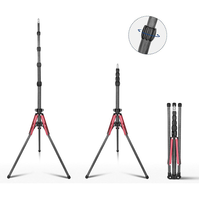 Multiple Light Stand Lightweight Travel Tripod Stand Light Stand Carbon Fiber with Reversible Legs