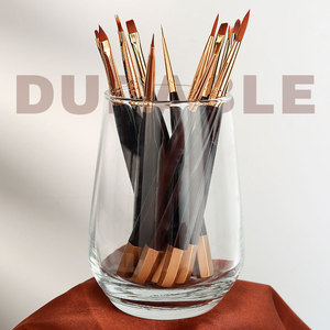 Ensemble de pinceaux à ongles en gel avec manche métallique, violet foncé, pour sculpture, forme ovale plate, poils en nylon, pour manucure et salon, pinceaux de peinture pour ongles - Product Image 2