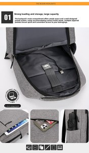 Zaino per Laptop Impermeabile in Oxford con Logo Personalizzato per Uomo, Porta USB, Chiusura a Cerniera, Grande Capacità per Viaggi d'Affari - Product Image 2