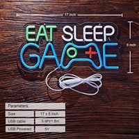 Lumières néon LED à intensité variable personnalisables 5000K DC 12V Décoration de salle de jeux EAT SLEEP GAME Bar à bière Cave d'homme Chambre Art mural Signe