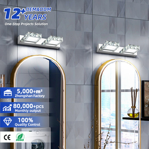 Modern Aluminum Alloy Wall Lamp with Crystal Shade Warm White LED <b>Light</b> for Bathroom Surface Mounted E27 Bulb Base - Product Image 1