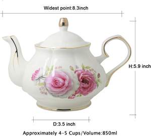 Vente en gros de tasses en porcelaine blanche décorées de fleurs, style anglais antique, style américain vintage, bordure dorée, luxe, en porcelaine fine - Product Image 5