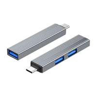 90 graden L-vormige USB 3.0 Type-C hub van aluminiumlegering, 3-poorts splitteradapter voor opladen en gegevensoverdracht voor computer/desktop
