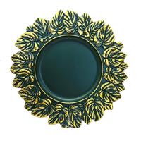 Assiettes de présentation rondes en plastique blanc doré avec bordure gravée style baroque pour mariages et événements