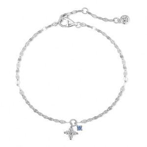 Dylam Dainty Design Rhodium 18K Gold Plated Hypoallergenic 925 Silver Lip Chain 5A Zirconia Four Leaf <b>Clover</b> Pendant <b>Bracelets</b> - Product Image 1