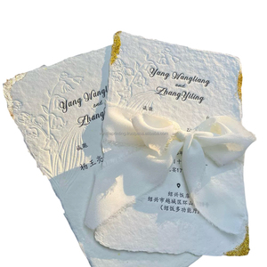 Cao Cấp Handmade Thanh Lịch Thiệp Mời Đám Cưới Kỹ Thuật Letterpress Với Biểu Tượng Tùy Chỉnh Giấy & Bìa Sản Phẩm In Ấn - Product Image 1