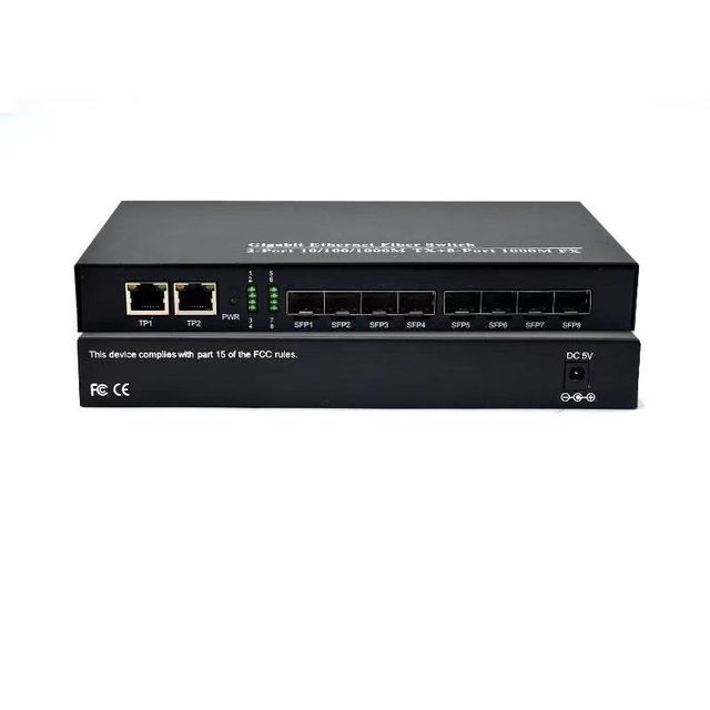 8 x SFP+ 2 x10/100/1000Mbpsx RJ45 Fiber Switch  8 Ports 10/100/1000m Fiber Optic Sfp Media Converter