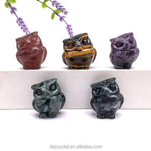 Bán Buôn Pha Lê 1.5Inch Mini Obsidian Cú Tay Tự Nhiên Khắc 3Cm Mini Rose Thạch Anh Dễ Thương Động Vật Cú Cho Bán - Product Image 4