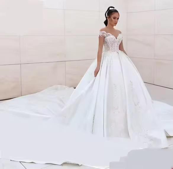 corset off shoulder wedding dress