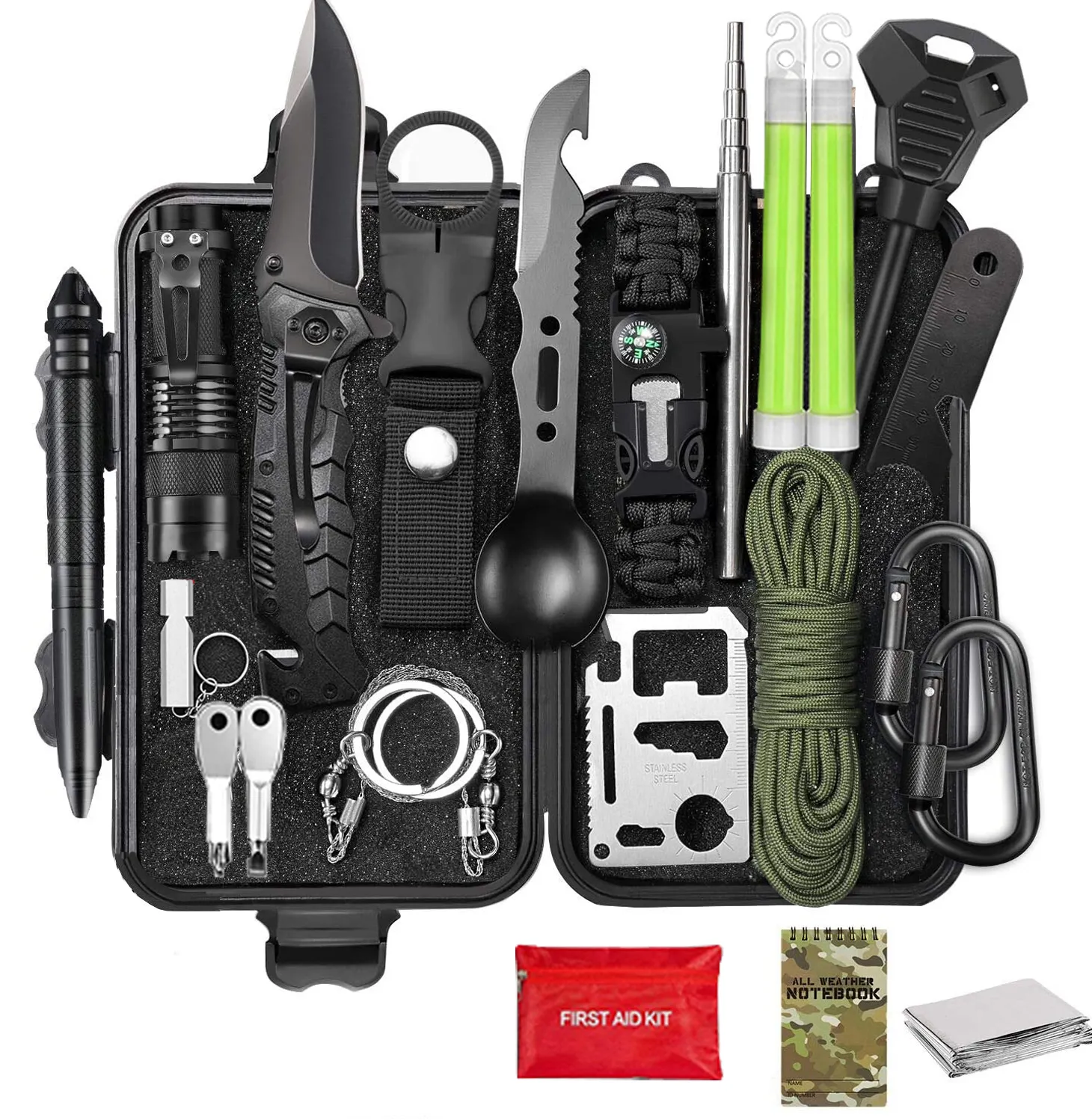 14 In1 Militar Ao Ar Livre Viagem de Acampamento Caminhadas Sobrevivência Kit de Sobrevivência de Emergência de Primeiros Socorros equipamentos Sos Tactical Survival Kit Set