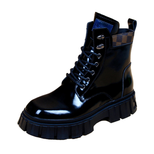 Stivaletti da Lavoro <span class=keywords><strong>Uomo</strong></span> di Alta Qualità Stile British in Pelle Lucida Traspirante con <span class=keywords><strong>Suola</strong></span> Spessa, Taglie Forti 39-44, Casual a Gamba Corta - Product Image 5