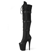 Bottes plateforme personnalisées de 8 pouces à lacets, talons aiguilles au-dessus du genou, fermeture éclair latérale, pour la danse exotique