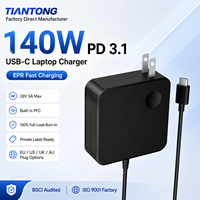 Cargador de Pared USB C PD3.1 GaN de 140W con Cable Tipo C Integrado, Adaptador de Corriente PFC AC DC para Laptop y Notebook, Carga Rápida, OEM ODM