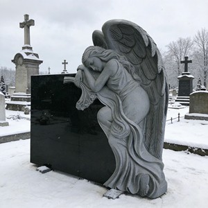 Lápida/Monumento Funerario de Mármol y Granito de Lujo Personalizado con Ángel para Venta en Cementerio - Product Image 3