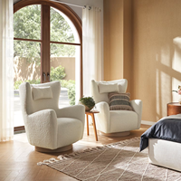 Fauteuil pivotant de style américain de luxe pour salon, en tissu bouclé