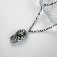 Collar con Colgante de Ataúd Gótico Oscuro de Plata de Ley 925 con Circonita Nomilit, Estilo Punk, Hip-hop, Retro, Alternativo, Personalizado