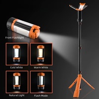 Lámpara LED Recargable Tipo C para Camping con Trípode, Altura Máxima de 7 pies, Portátil, Inalámbrica, para Exteriores, Senderismo, IP65, Regulable, 2 Años de Garantía