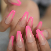 V Forma Eterno Francese Del Chiodo Rosa Rosso Nudo Nail Pre-Progettato Extra Lungo Ballerina Unghie Finte Decorazione Della Festa Nuziale l5643