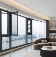 Fenêtre en aluminium à rupture de pont thermique 85S, triple vitrage, insonorisée, résistante aux ouragans, avec moustiquaire pour villa et hôtel