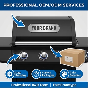 Parrilla <span class=keywords><strong>de</strong></span> Barbacoa Moderna <span class=keywords><strong>de</strong></span> Acero Inoxidable con 3 Quemadores, para Exteriores, con Carrito y Ruedas, Certificación CE ETL, Venta al Por Mayor OEM - Product Image 3