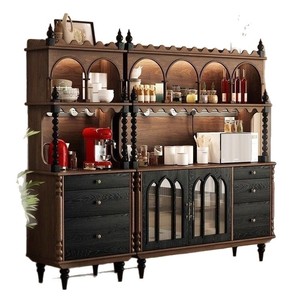 French Style Solid Wood <b>Sideboard</b> 150x45x191 Cm Storage Cabinet Living Room <b>Kitchen</b> Coffee Tea Wine Bar Unit - Product Image 5