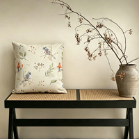 Housse de coussin personnalisée de style vintage, housse de coussin de canapé durable avec fermeture éclair, housse de coussin décorative à imprimé oiseaux et champignons de la forêt