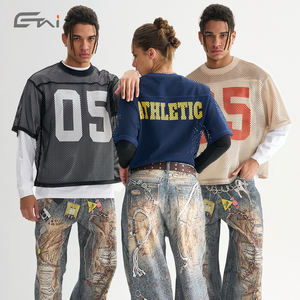 高品質 カスタム アスレチック サッカー ベースボール フットボール バスケットボール ストリートウェア 衣装 Tシャツ スポーツ ボクシー メッシュ ジャージ - Product Image 5