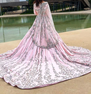 Elegante vestido de novia de 2019 hasta el suelo marroquí de lujo Kaftan indio y pakistaní con rastro largo - Product Image 3
