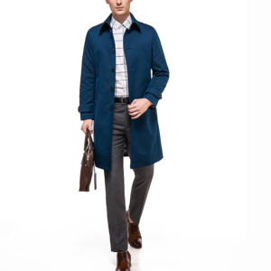 Модный новый дизайн: мужской тренчкот темно-синего цвета, повседневный длинный тренчкот для мужчин, тренчкоты больших размеров. - Product Image 3