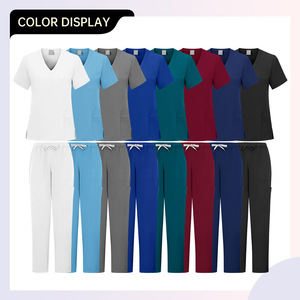 Unisex Scrub Set Moisture Wicking V-Neck Short Sleeve Hospital Uniforms Split Set For Medical Nursing Workwear - Product Image 3