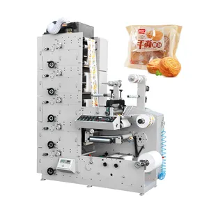 Máquina automática de impressão flexográfica de etiquetas com laminação + filme rotativo, cortador e cortador flexográfico