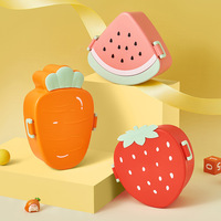 Lonchera portátil con forma de fruta (piña, fresa, sandía) para estudiantes, apta para microondas.