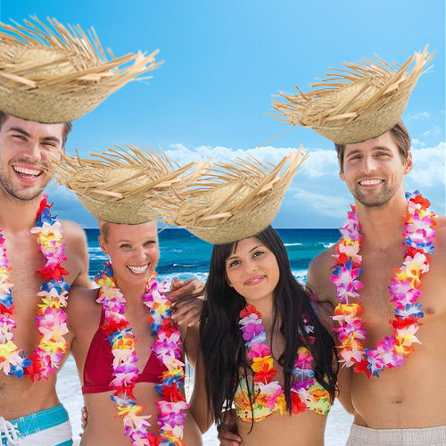 Веселые летние пляжные соломенные шляпы с широкими полями Sombreros в мексиканском гавайском стиле для пляжного отдыха