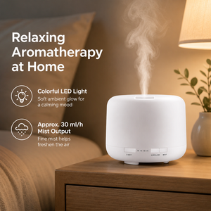 Diffuseur d'arômes blanc sans BPA <span class=keywords><strong>de</strong></span> 1000 ml, humidificateur d'huiles essentielles, LED 7 couleurs, arrêt automatique haute/basse intensité, minuterie 1H/2H/3H, pour la maison et le bureau - Product Image 3
