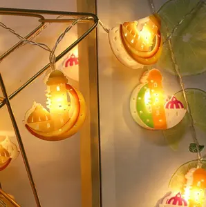 Guirnalda de luces LED de plástico para interiores, accesorio de iluminación de 1,5 M para fiesta de Ramadán, Eid Mubarak, luna, estrella, Palacio, linterna